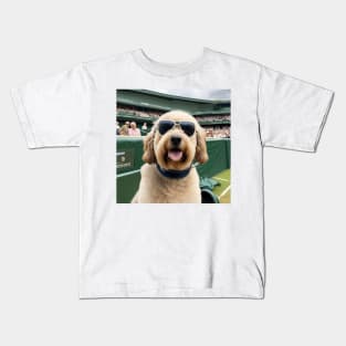 Dog watching tennis at Wimbledon center court Kids T-Shirt